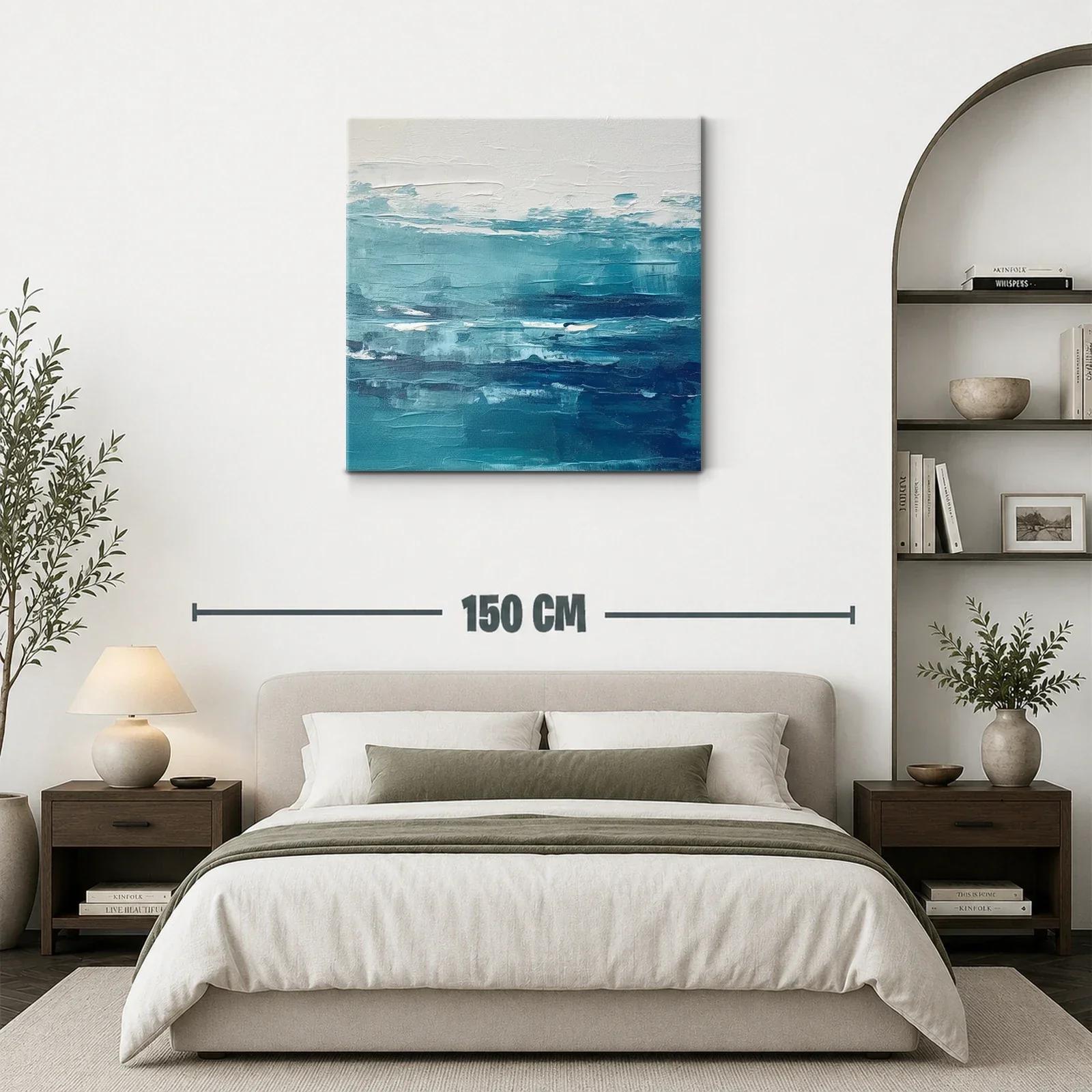 Cuadro abstracto con tonos azules para ambiente sereno — miniatura 3
