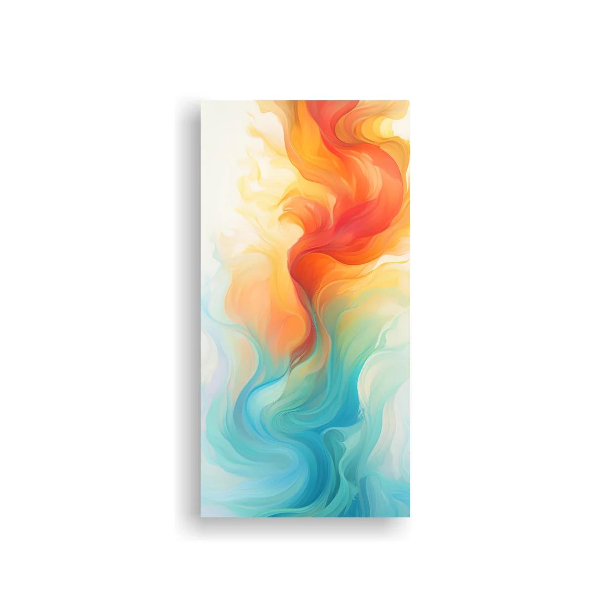 Cuadro formas fluidas abstractas en coral y turquesa — imagen principal