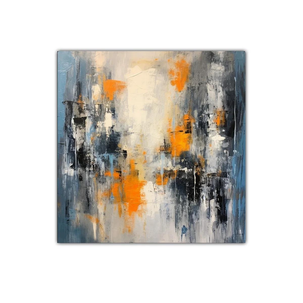 Cuadro Abstracto en Tonos Naranja y Azul para Decoración Moderna — imagen principal