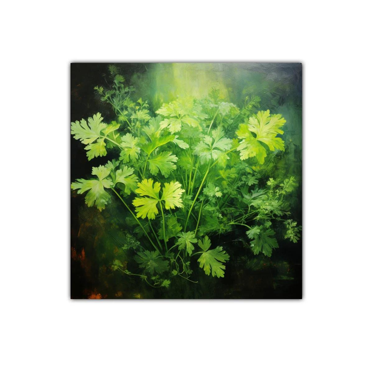 Cuadro decorativo de hojas verdes con luz natural — imagen principal