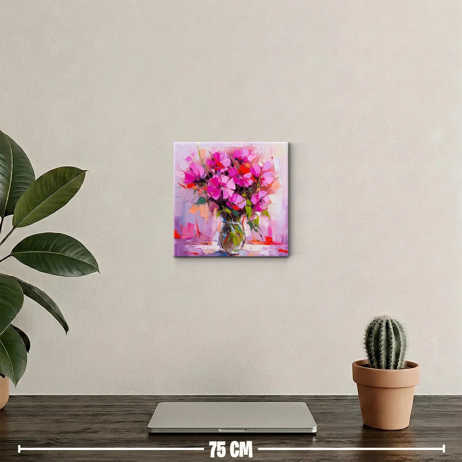Cuadro decorativo con ramo vibrante de flores rosas y fucsias — miniatura 2