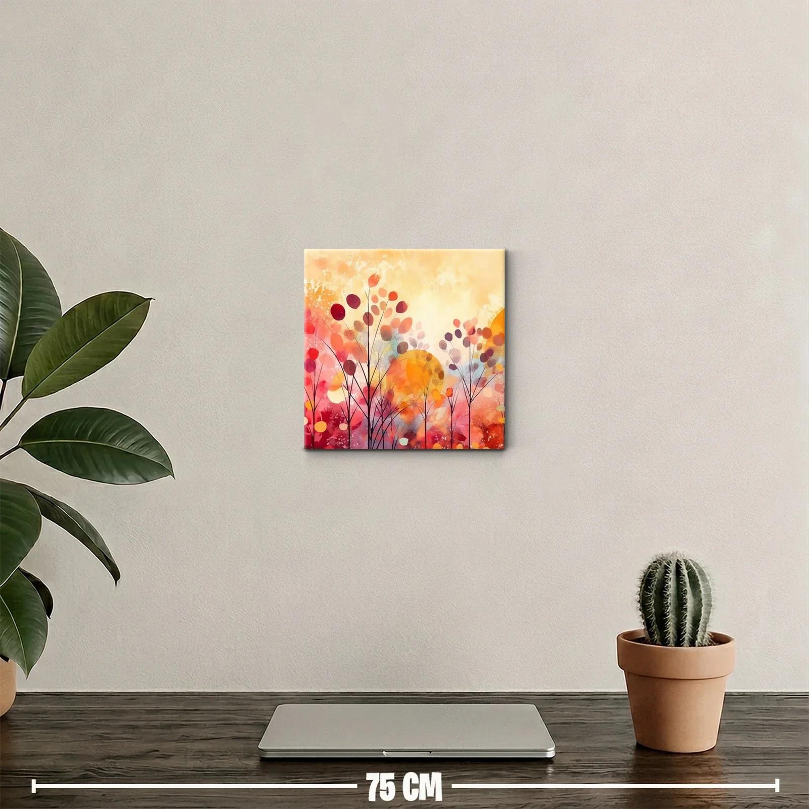Cuadro decorativo artístico con ramas y tonos cálidos — miniatura 2