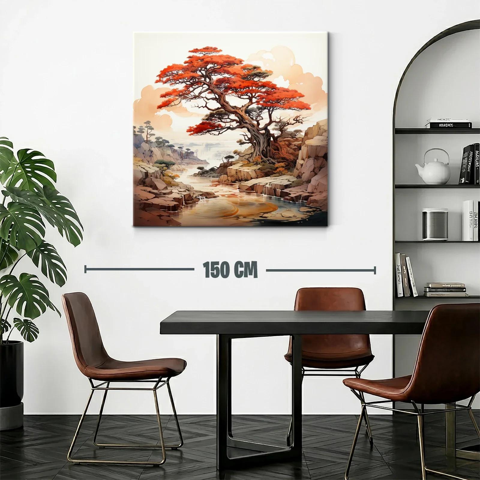 Árbol rojizo en paisaje sereno y rocoso — miniatura 2
