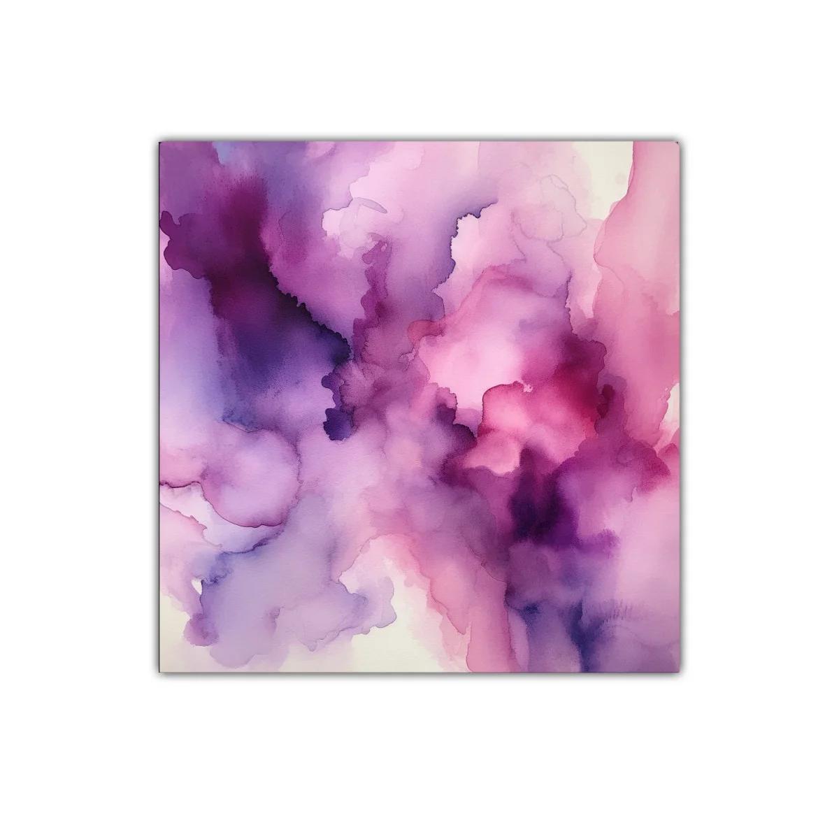 Cuadro abstracto en tonos violetas y rosas suaves — imagen principal