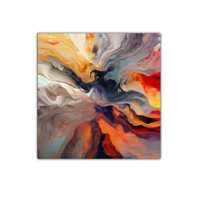 Cuadro abstracto con vibrantes tonos cálidos y fríos