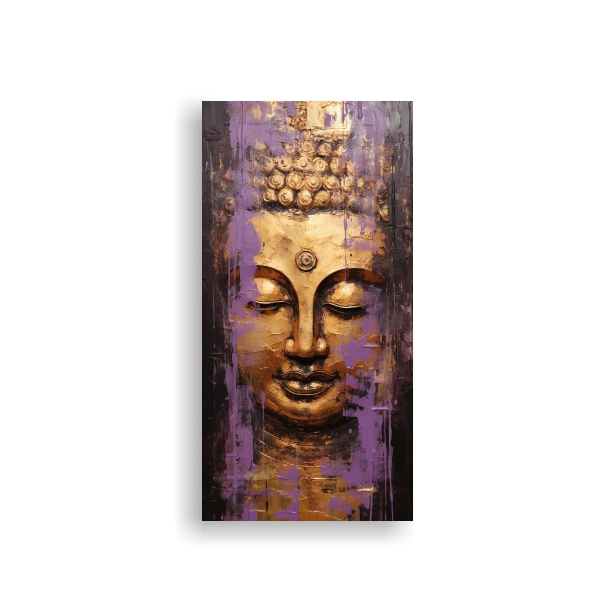 Cuadro rostro de Buda en morado y dorado — imagen principal
