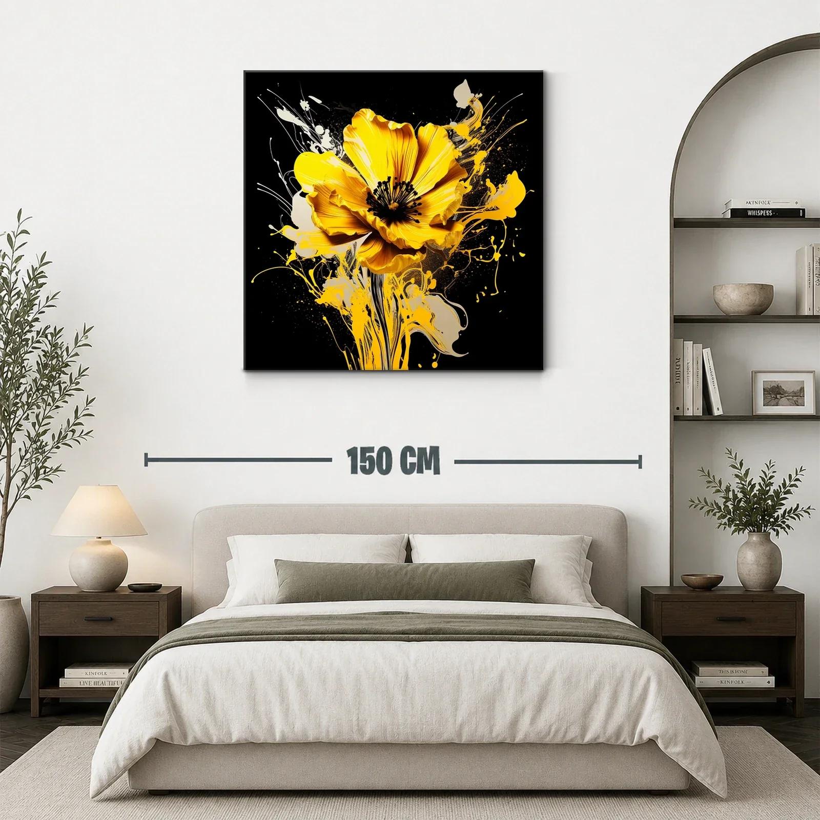 Impactante flor amarilla sobre fondo negro — miniatura 3
