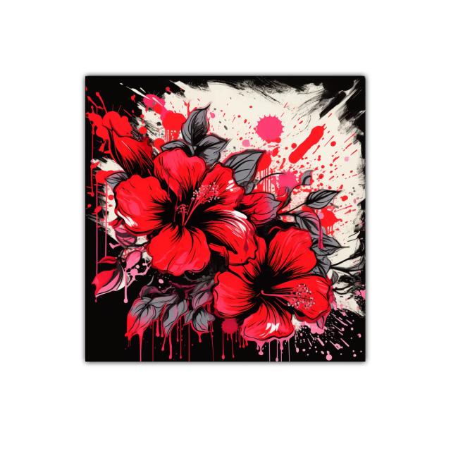 Cuadro decorativo con grandes flores rojas vibrantes