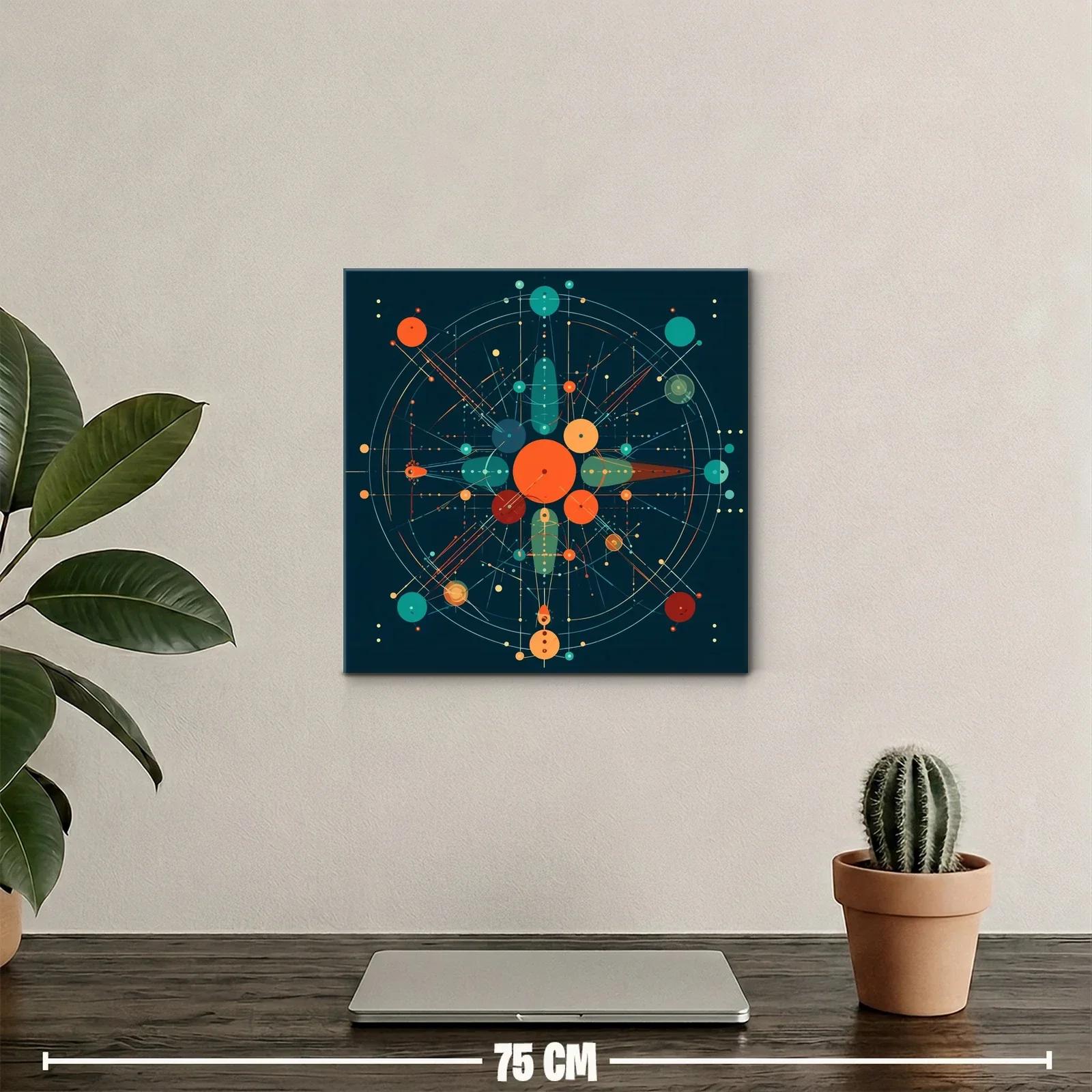 Composición geométrica con círculos y líneas dinámicas en tonos vibrantes — miniatura 2
