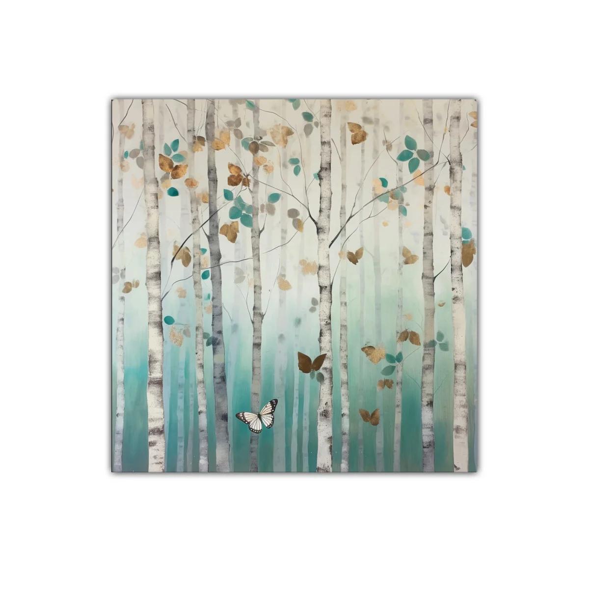 Bosque encantado con mariposas en tonos suaves y dorados — imagen principal