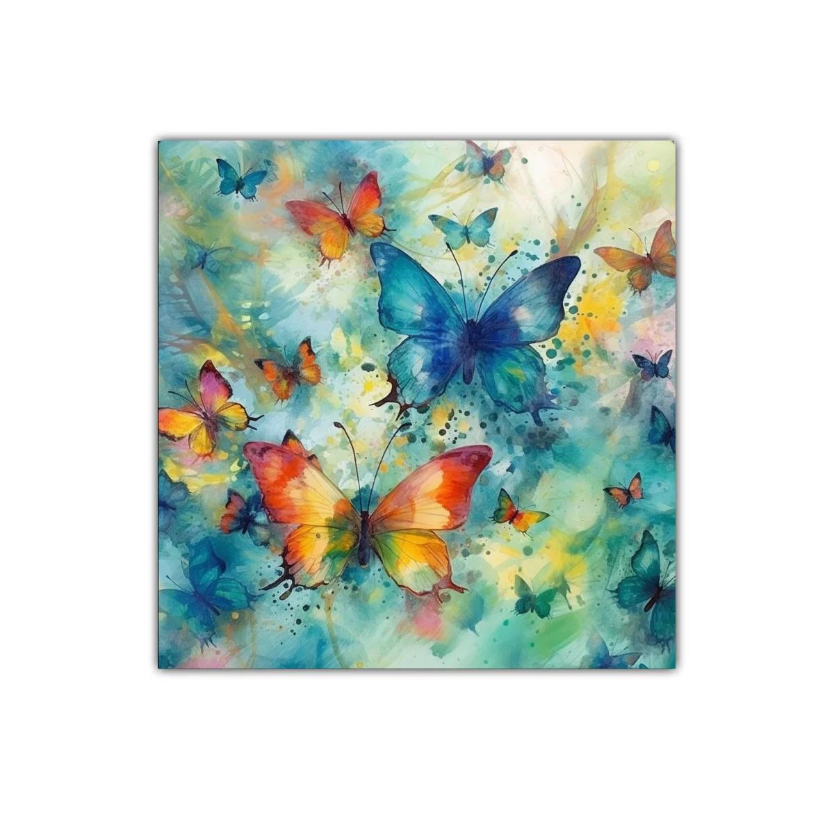 Cuadro decorativo con mariposas vibrantes y coloridas