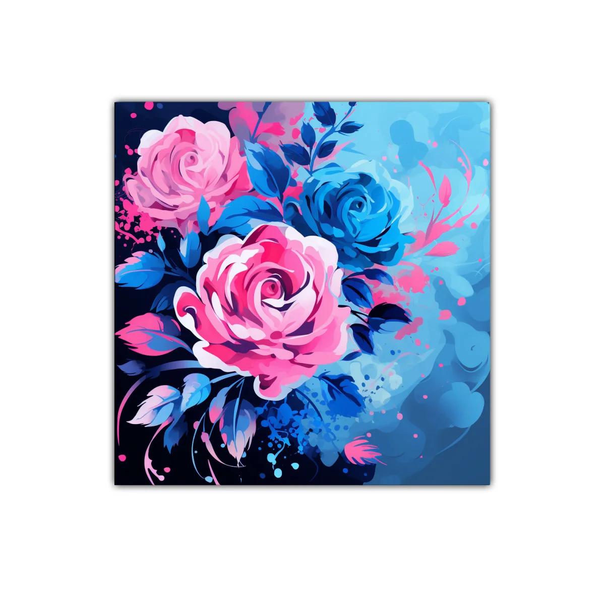 Rosas vibrantes en tonos azul y rosa para decoración moderna — imagen principal