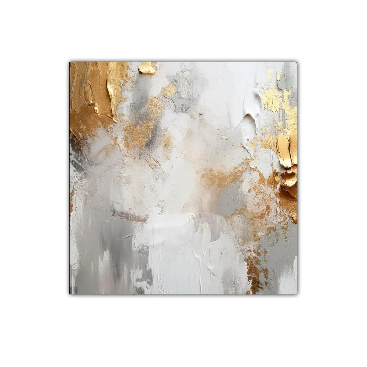 Cuadro abstracto con tonos dorados y neutros elegantes