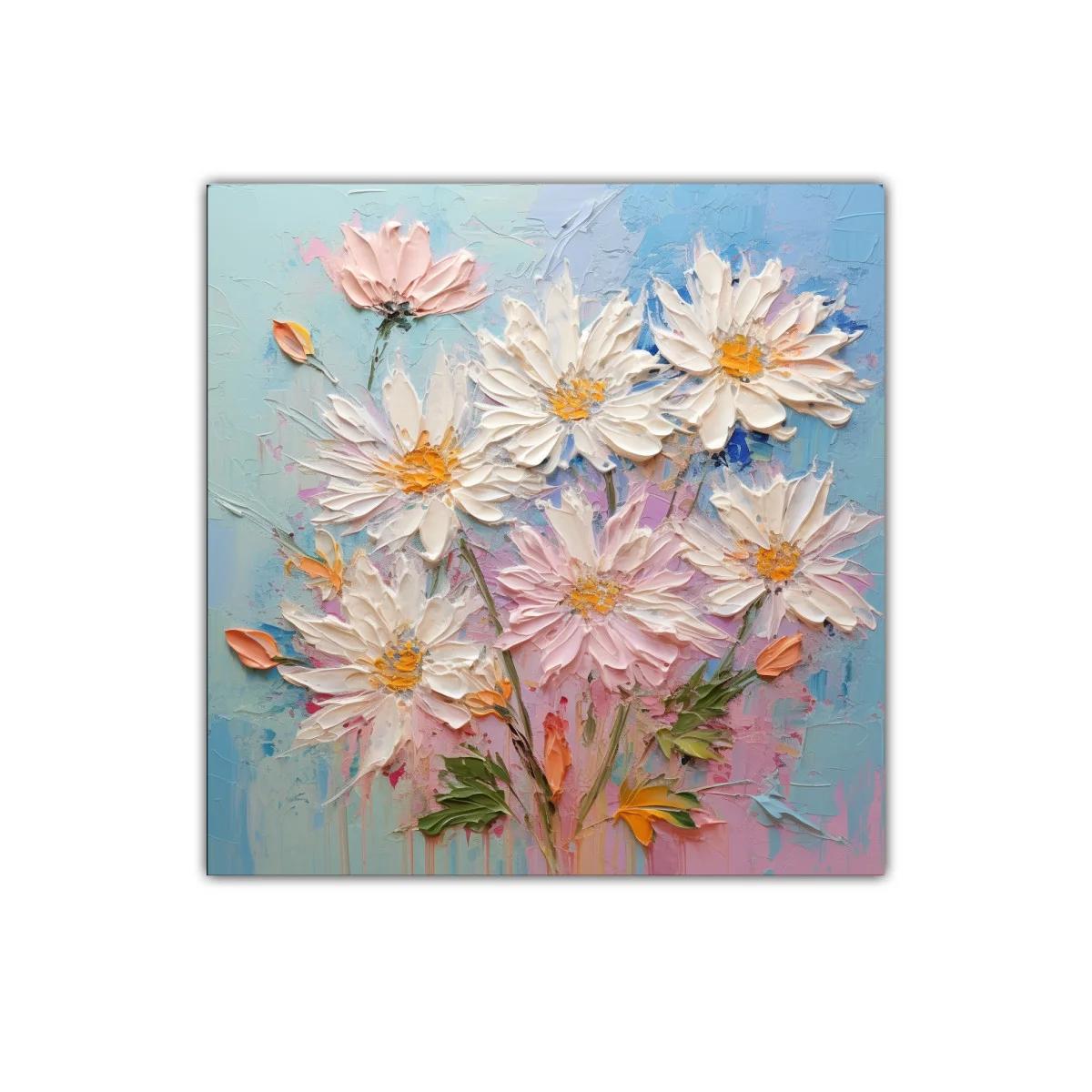 Cuadro decorativo con flores blancas y tonos pastel suaves — imagen principal