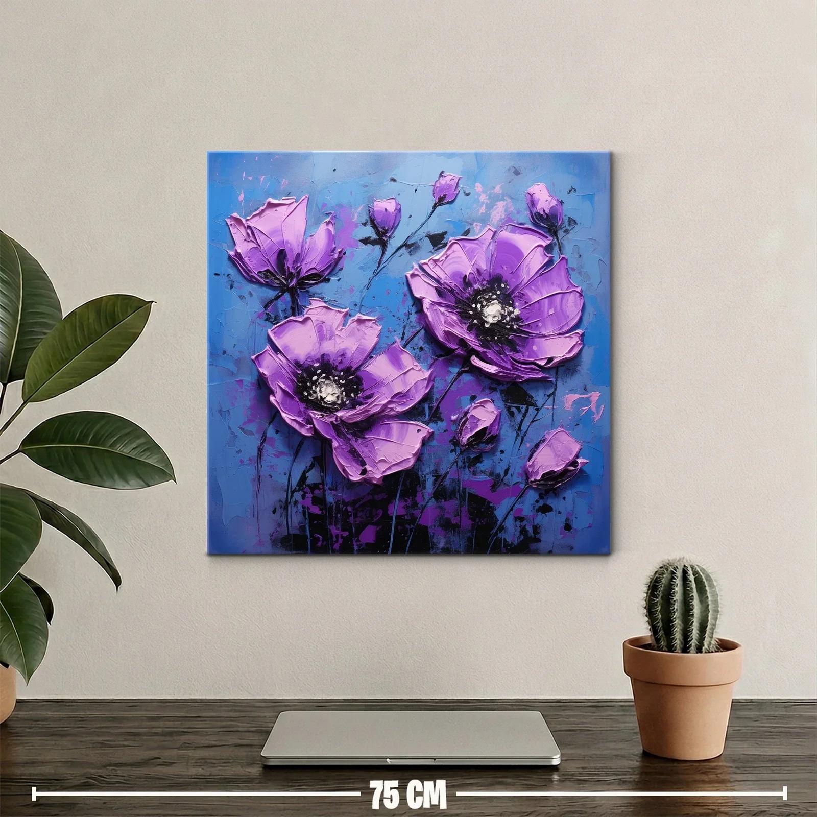 Flores Violetas Vibrantes en Fondo Azul Profundo — miniatura 2