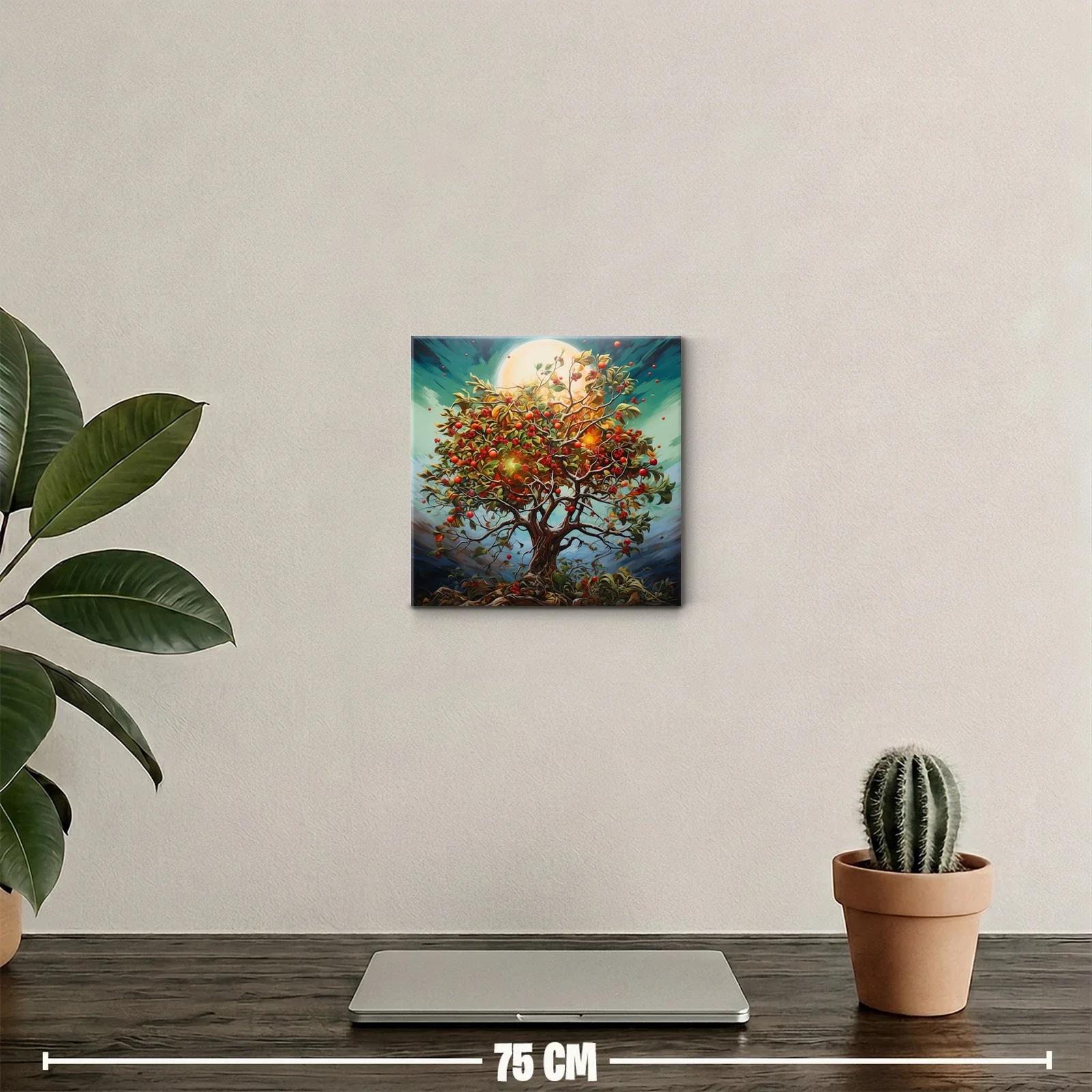 Árbol exuberante con frutos rojos y luz radiante — miniatura 2