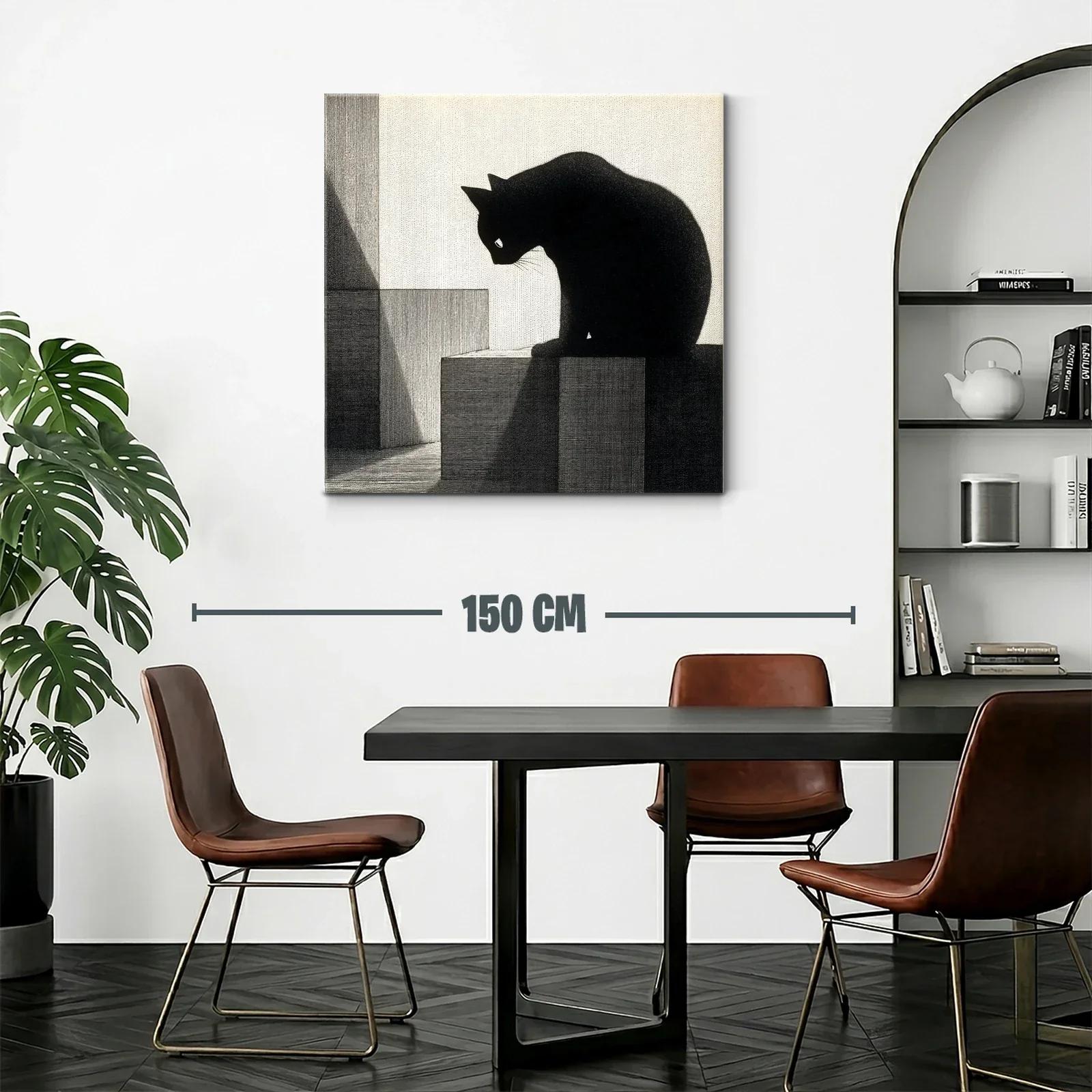 Silueta de gato oscuro sobre cubos geométricos — miniatura 2