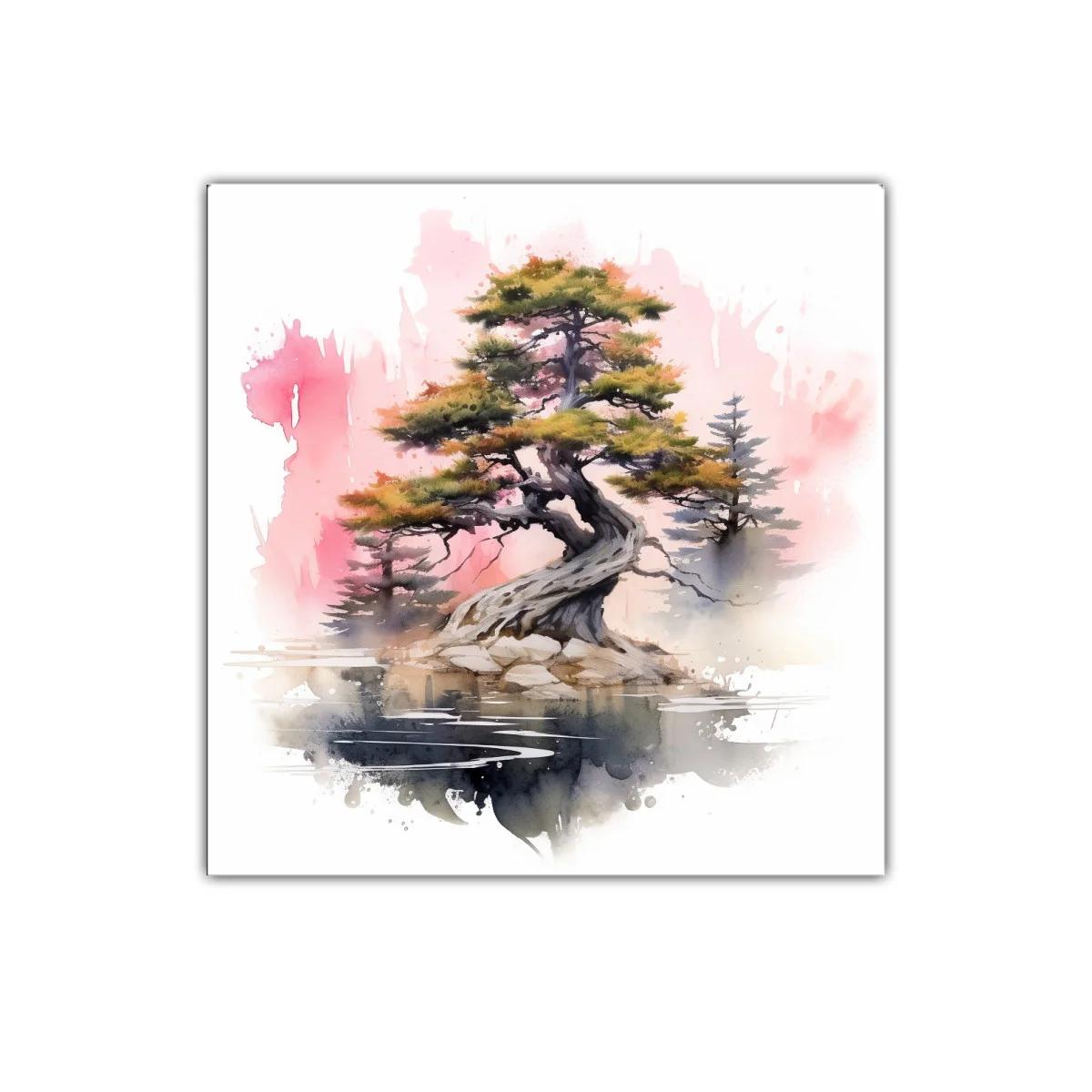 Árbol solitario con reflejo en lago sereno y tonos suaves