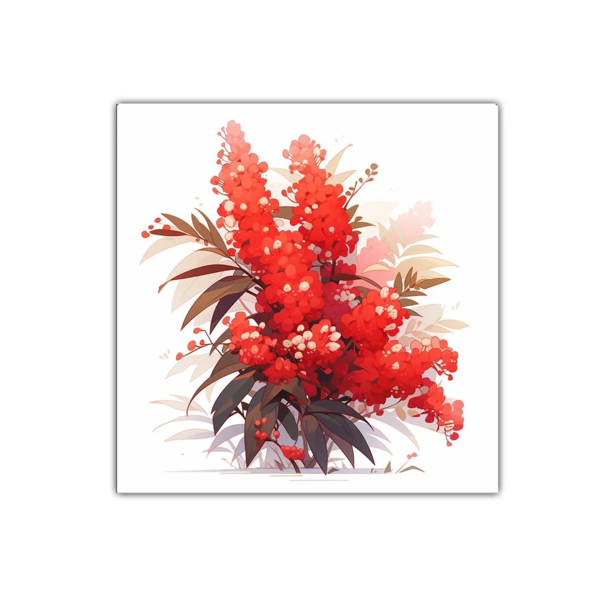 Ramillete de flores rojas vibrantes con hojas delicadas — imagen principal