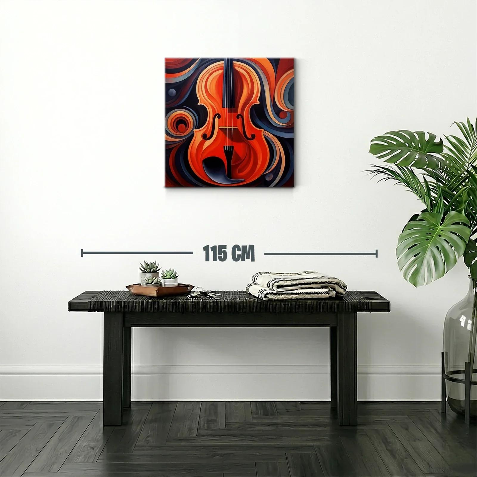 Cuadro vibrante con violín en tonos cálidos y abstractos — miniatura 2