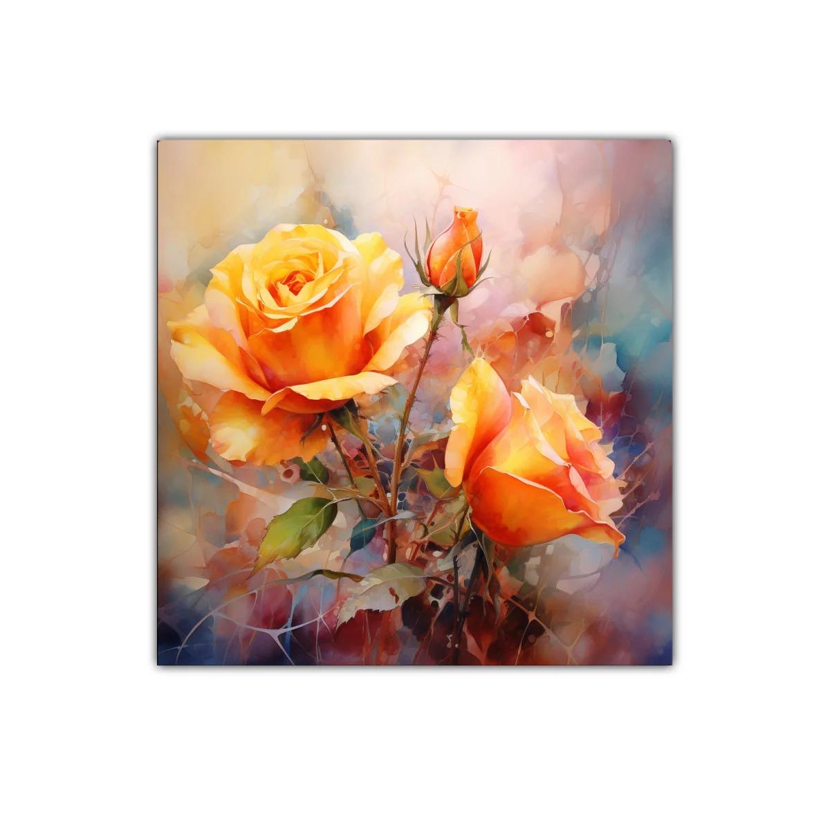 Cuadro decorativo rosas amarillas con luz cálida y natural — imagen principal