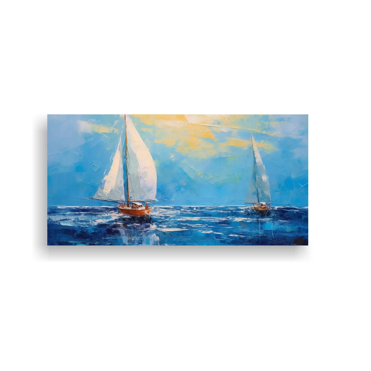 Cuadro velero de vela blanca con casco marrón
