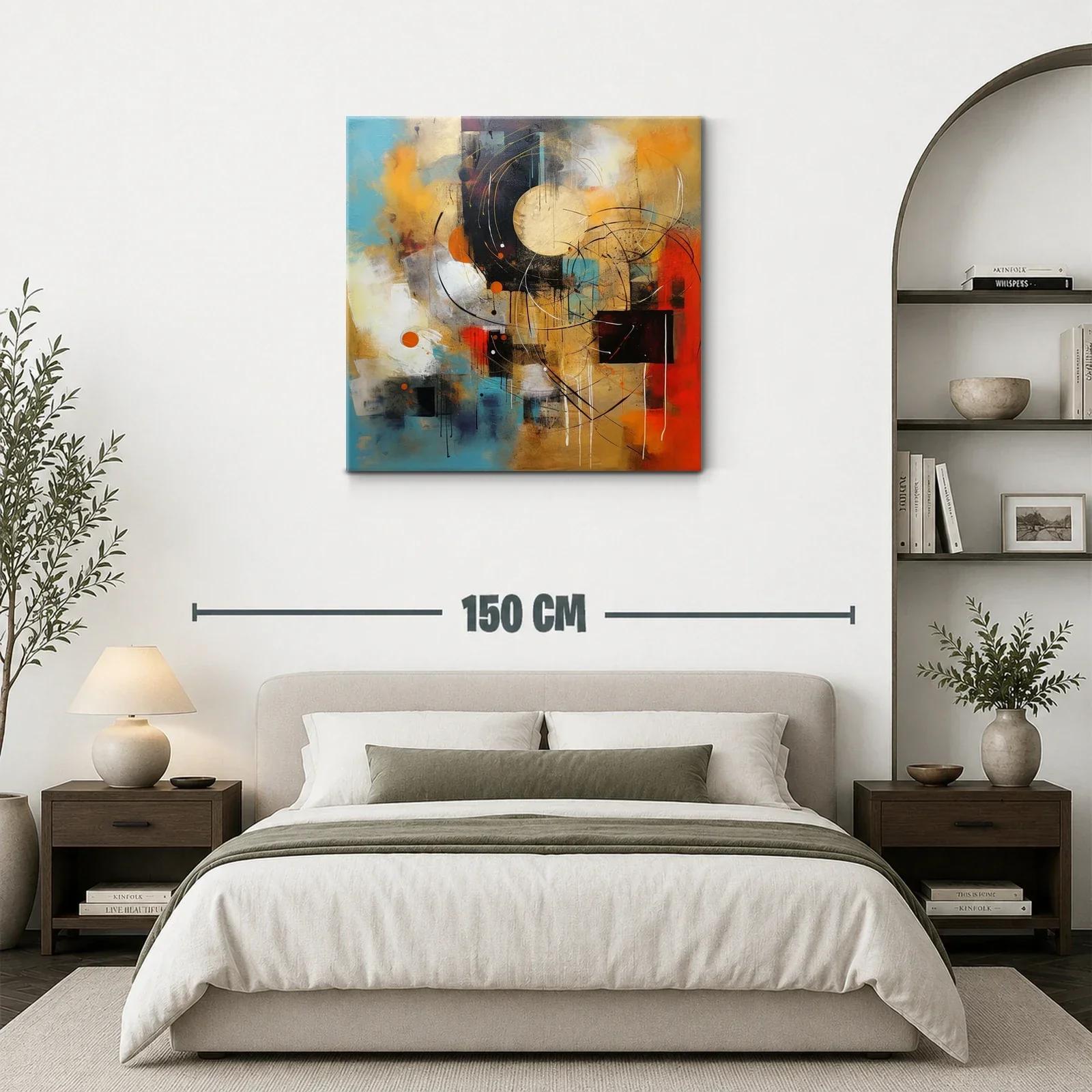 Cuadro abstracto con círculos y vibrantes tonos cálidos — miniatura 3