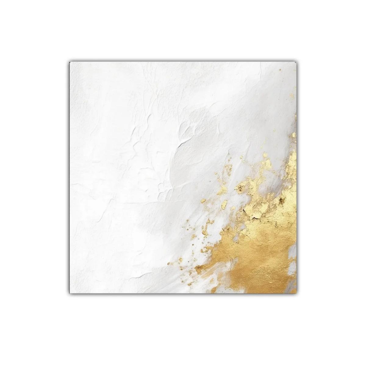 Cuadro decorativo abstracto con textura blanca y dorada — miniatura 1