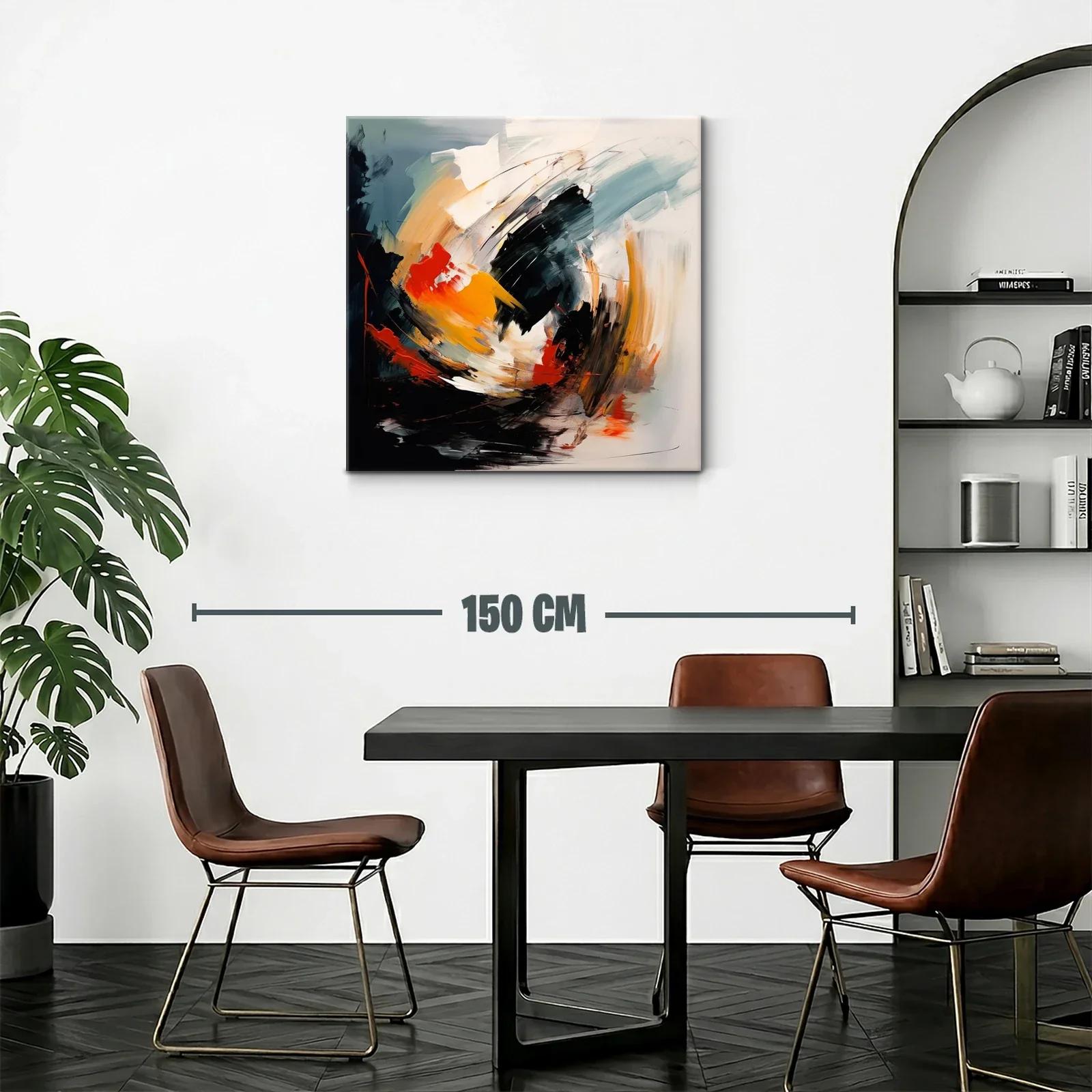 Cuadro abstracto con energía en tonos cálidos y oscuros — miniatura 2