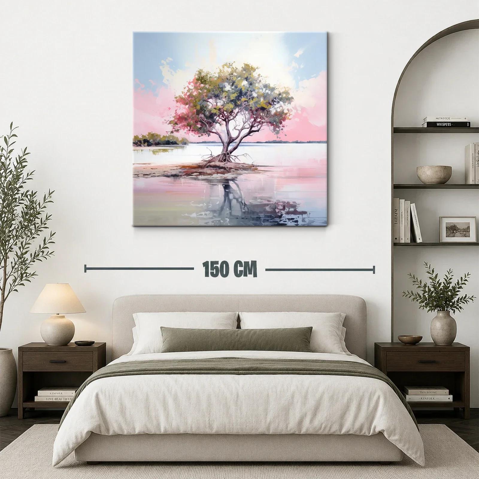 Árbol solitario en aguas tranquilas al atardecer — miniatura 3