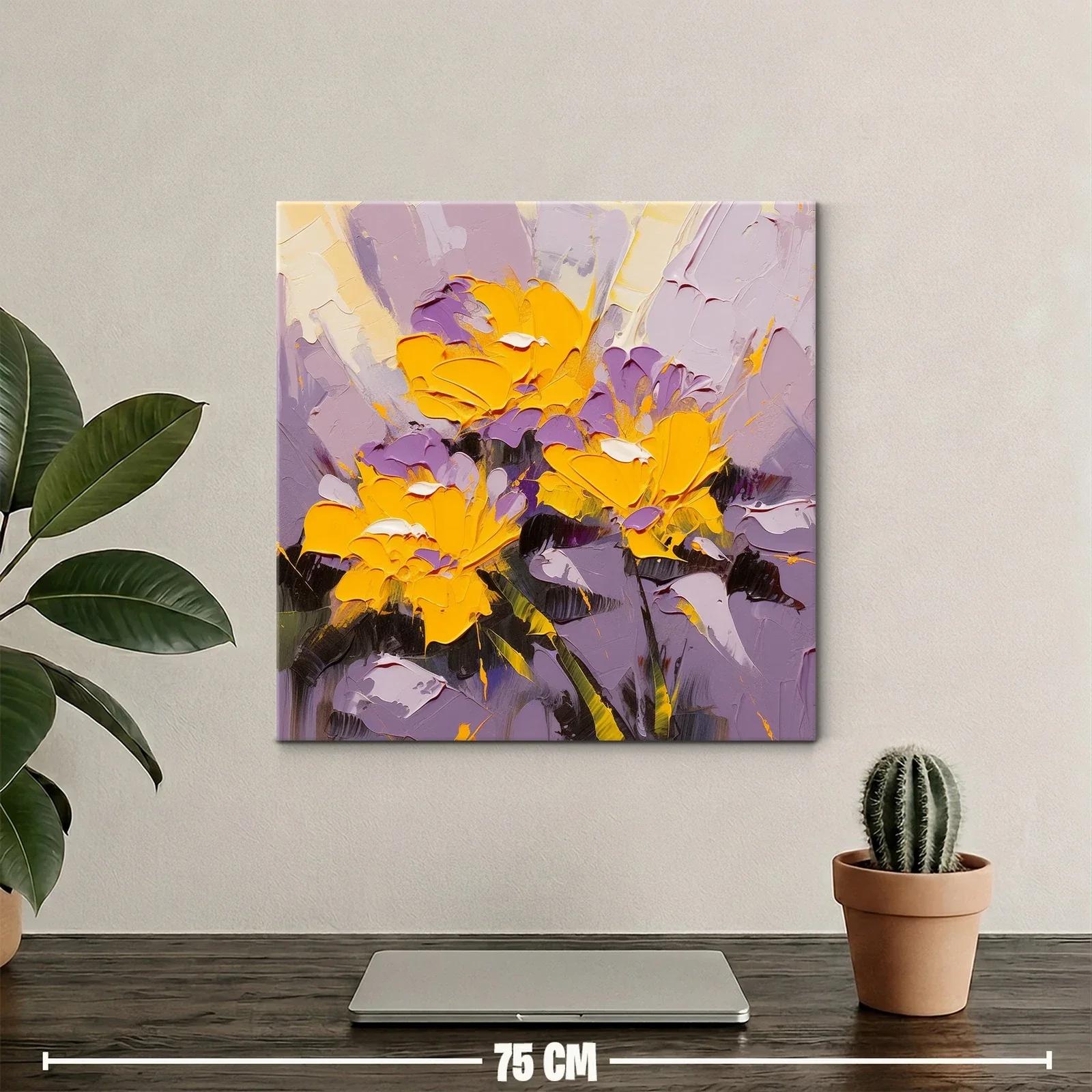 Cuadro floral vibrante con tonos cálidos y lilas — miniatura 2