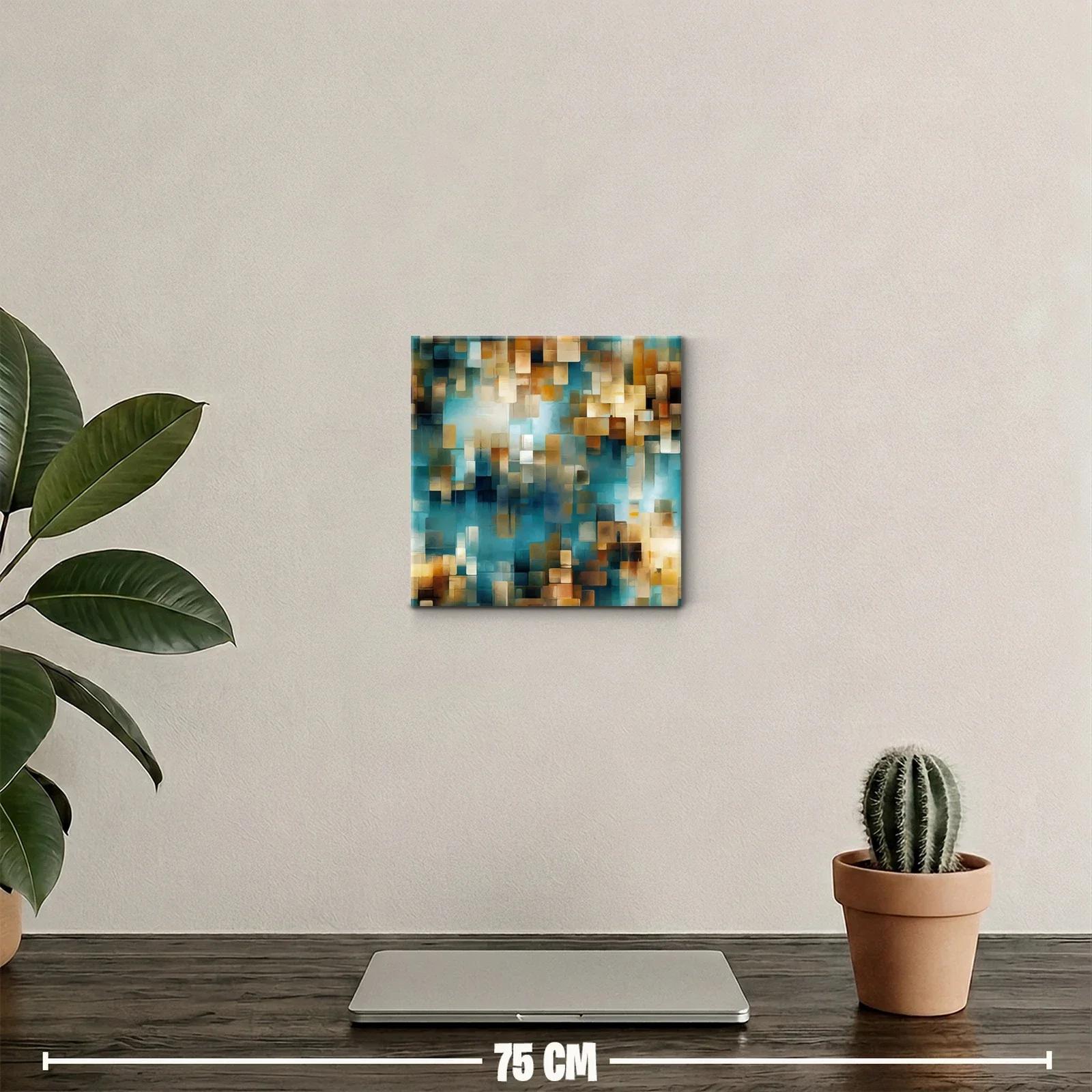 Composición abstracta con bloques en tonos azules y dorados — miniatura 2