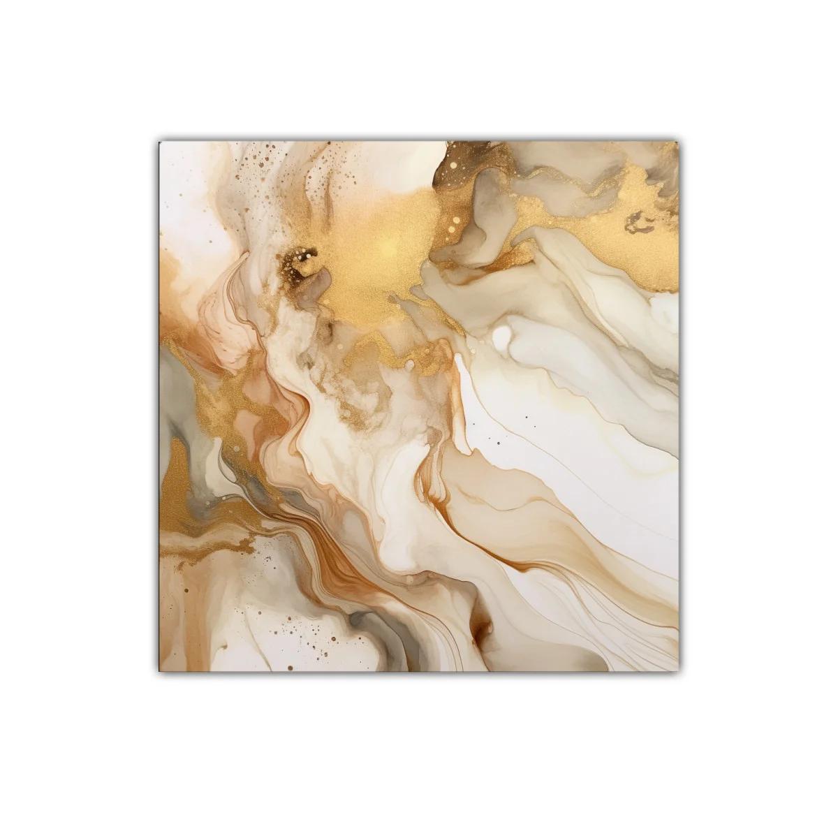 Cuadro abstracto con tonos dorados y tierra — imagen principal