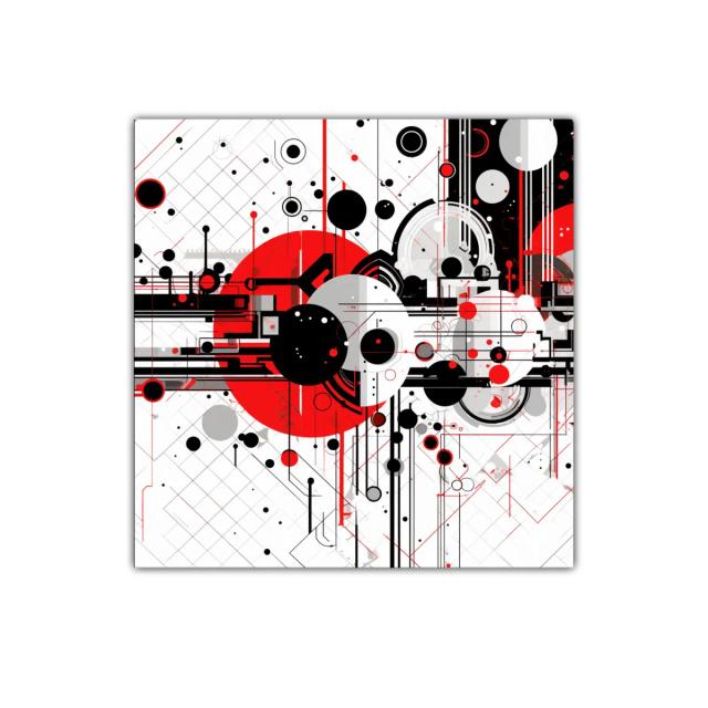Composición geométrica moderna en rojo y negro