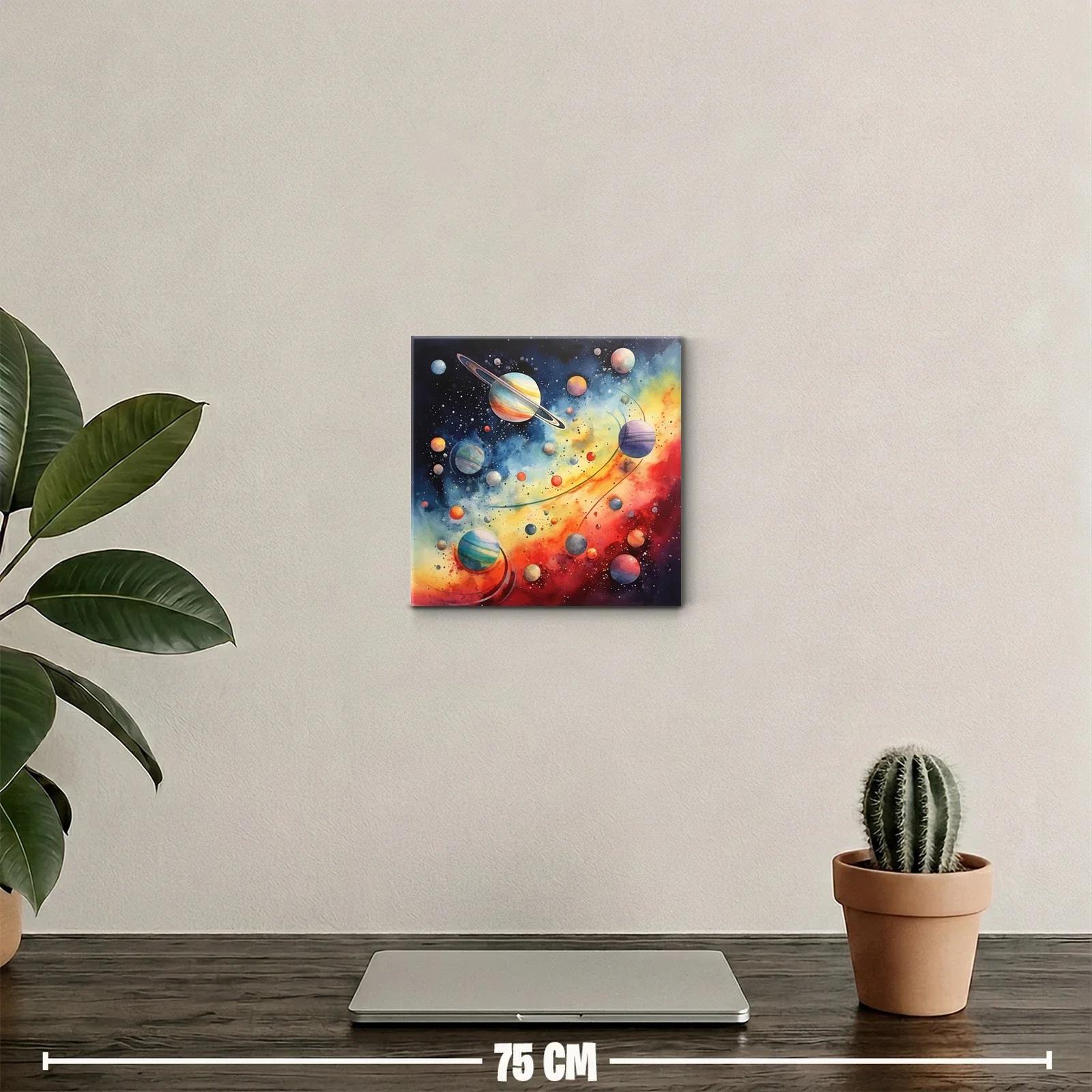 Cuadro decorativo galaxia con planetas coloridos en el espacio — miniatura 2