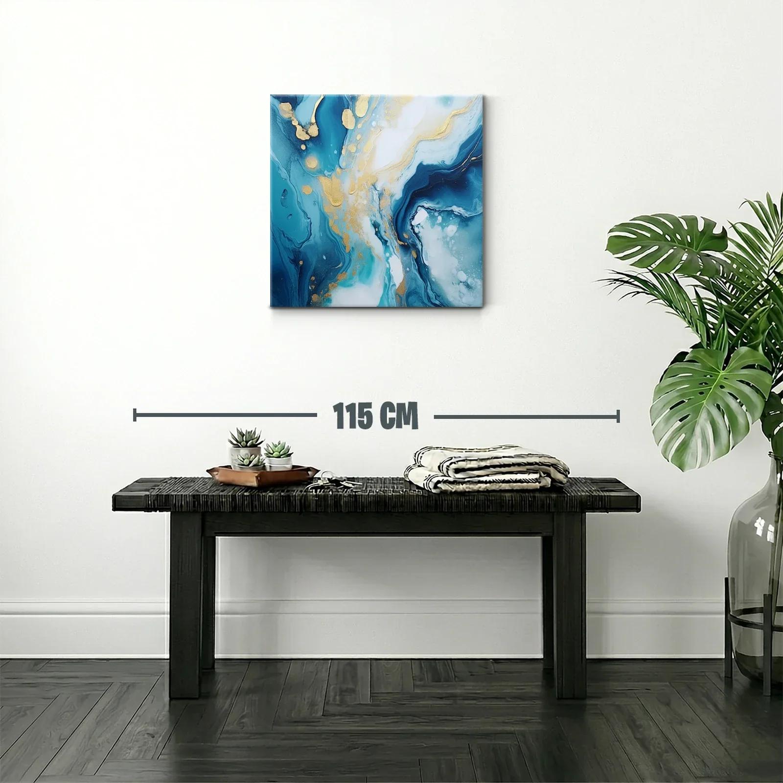 Cuadro abstracto en tonos azules y dorados elegantes — miniatura 2