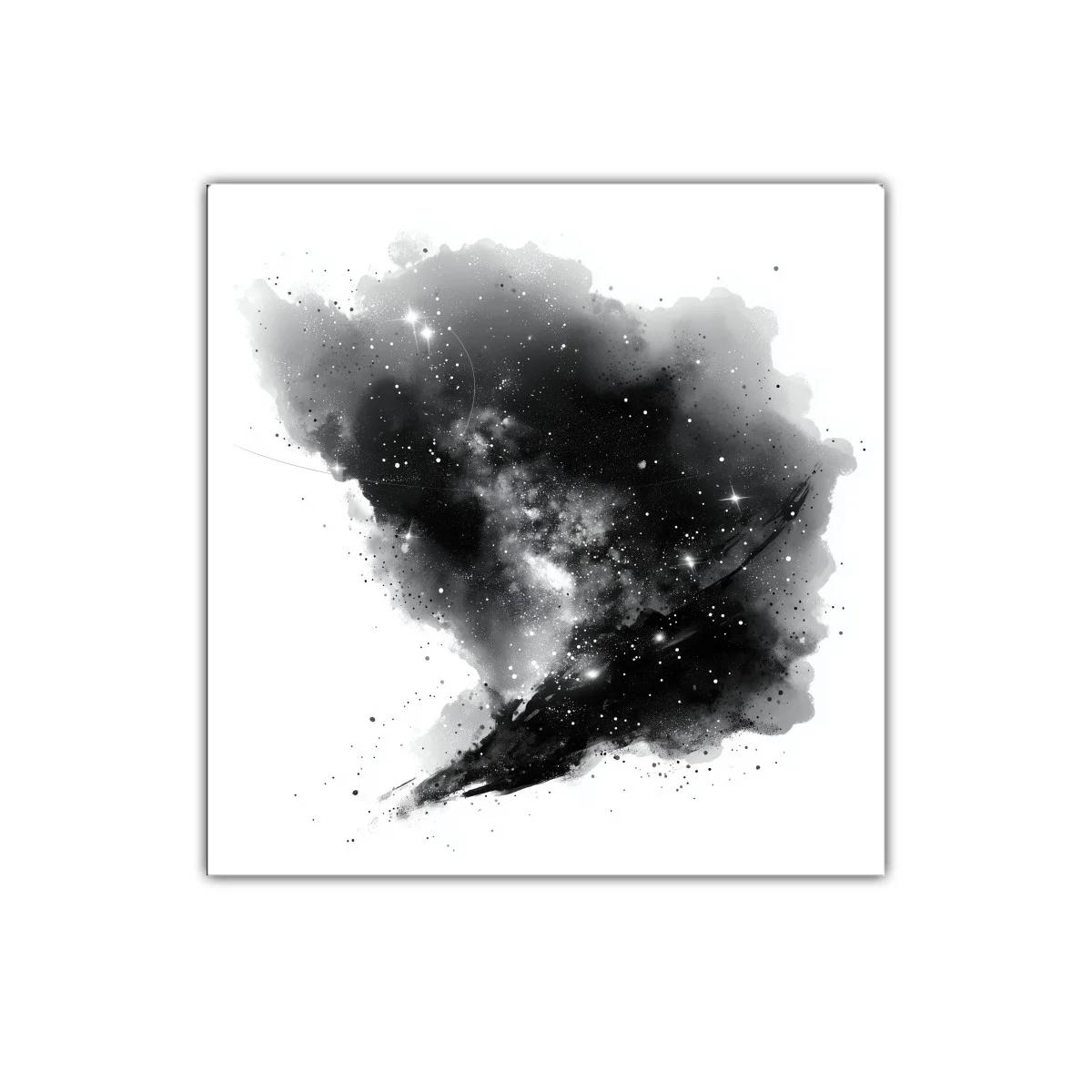 Impresión abstracta del cosmos en negro y blanco
