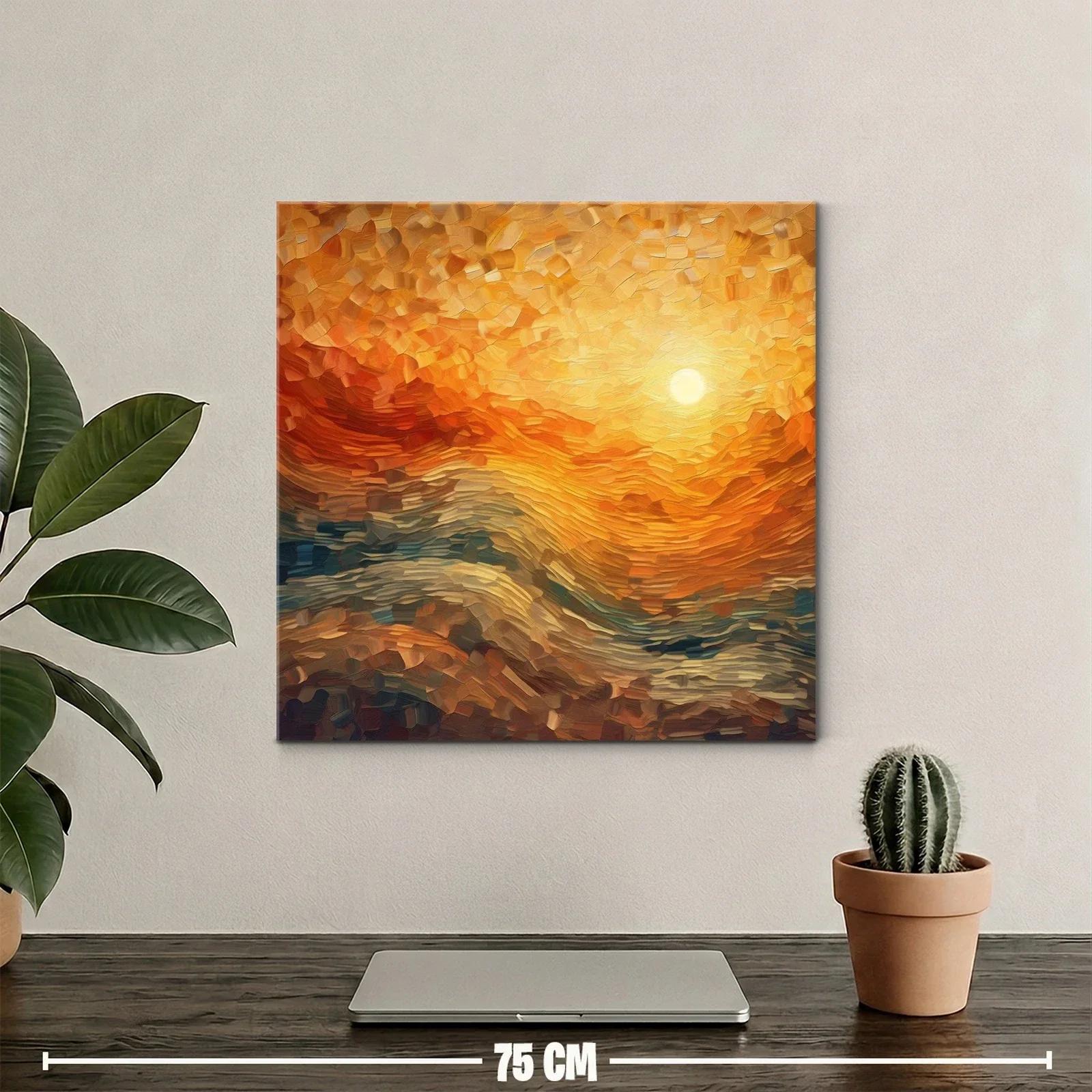 Cuadro abstracto con tonos cálidos y formas onduladas — miniatura 2