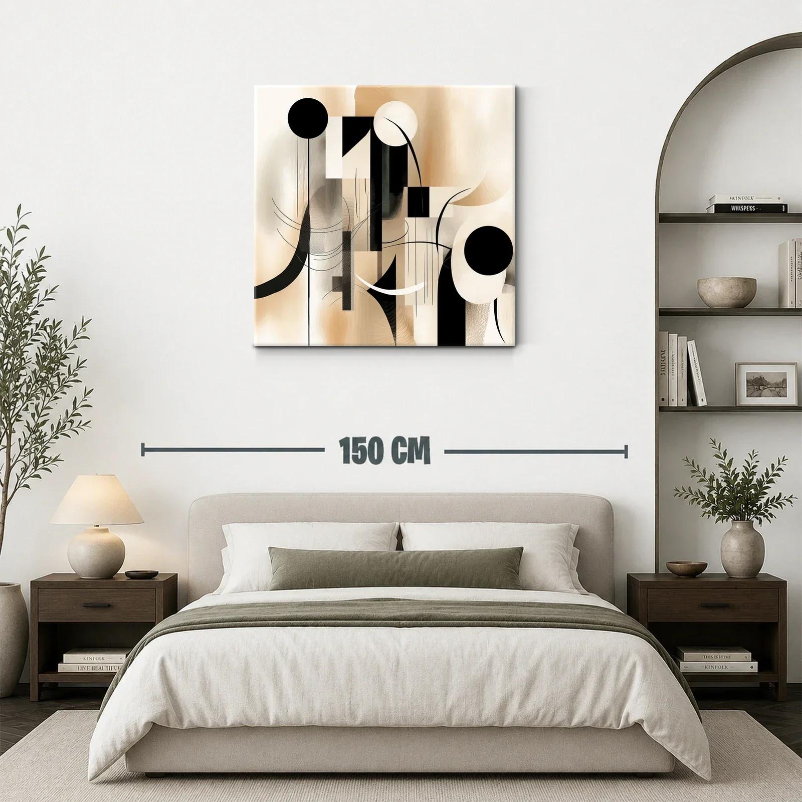 Composición abstracta en tonos beige y negro elegante — miniatura 3