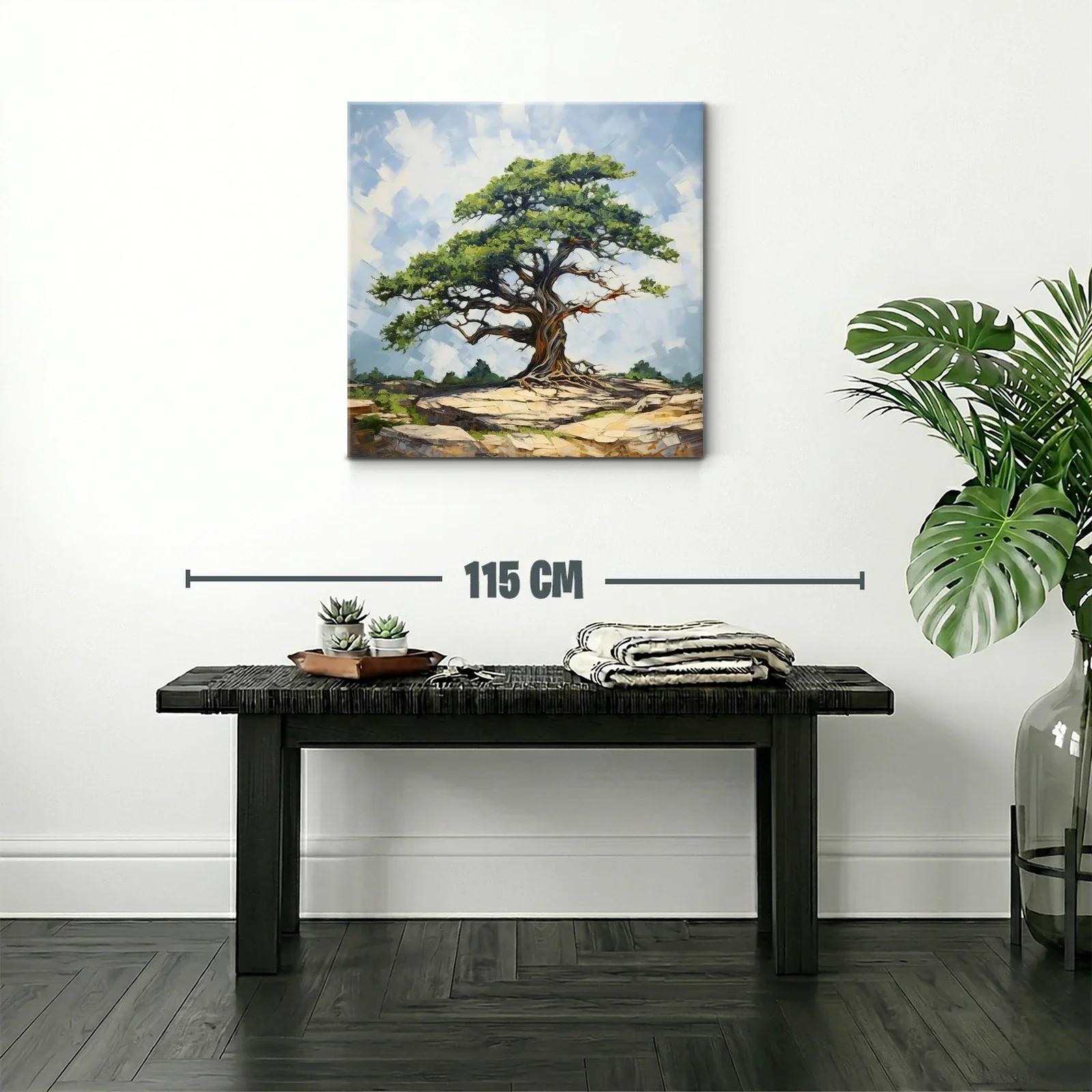 Árbol solitario sobre rocas en paisaje sereno — miniatura 2
