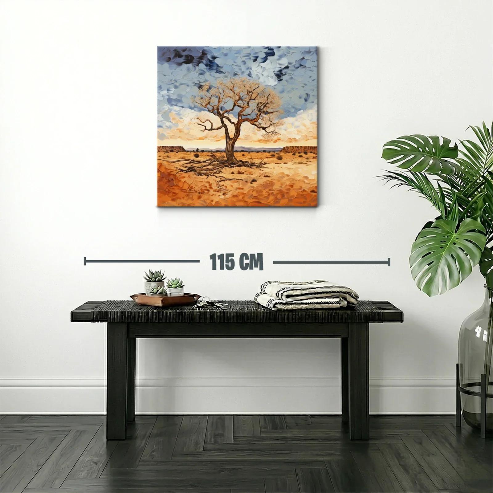 Árbol solitario en paisaje desértico con cielo dramático — miniatura 2