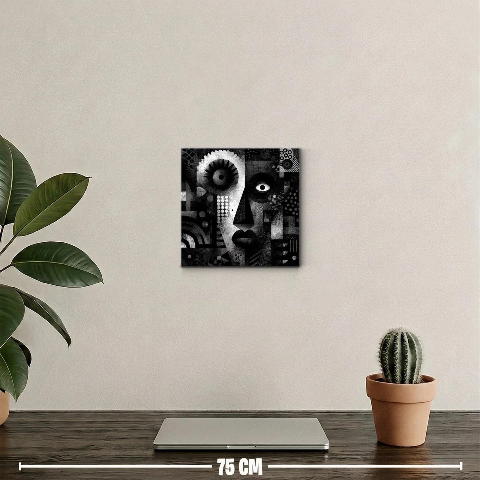 Retrato Abstracto en Blanco y Negro con Texturas Geométricas — miniatura 2