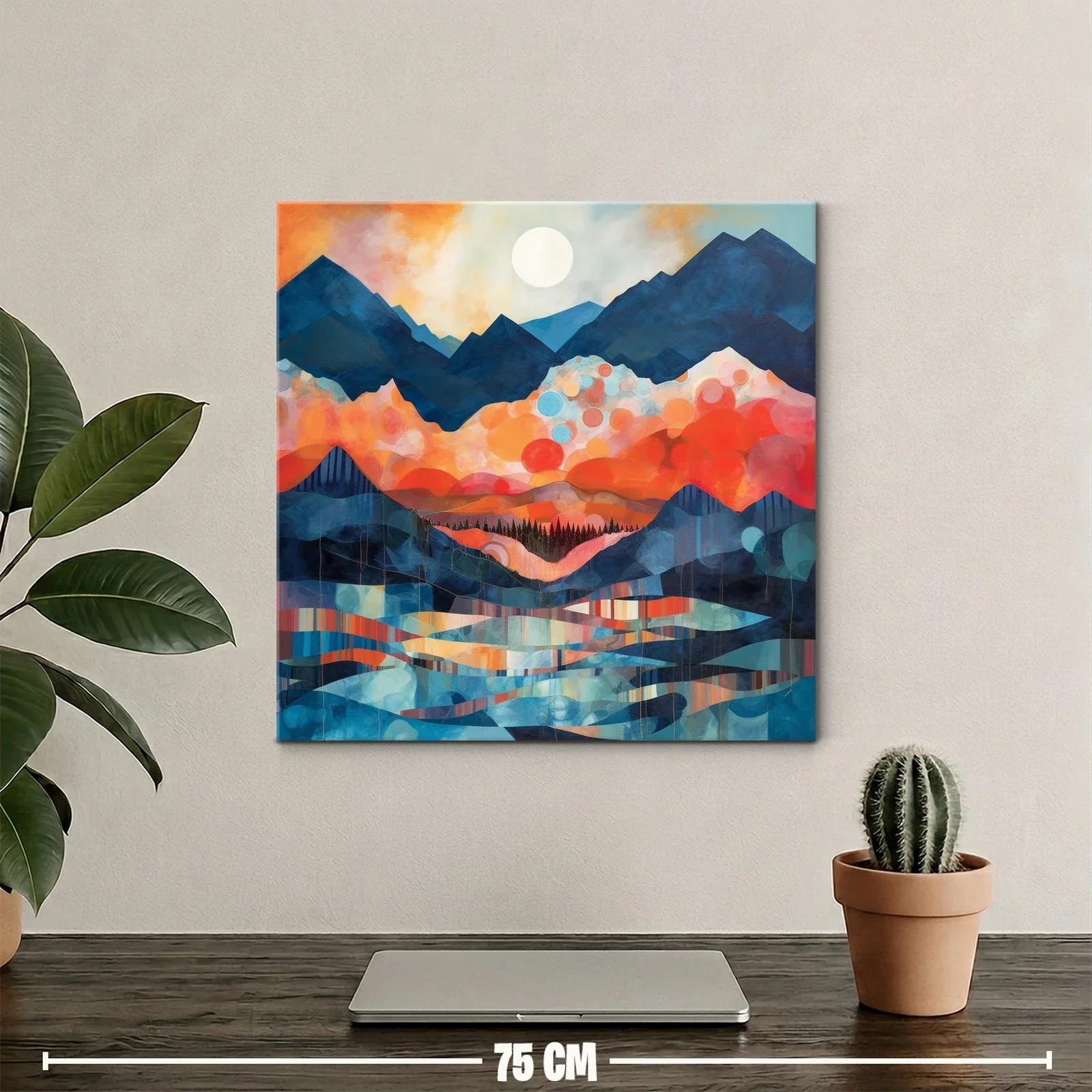 Paisaje de montañas vibrantes con luna llena — miniatura 2