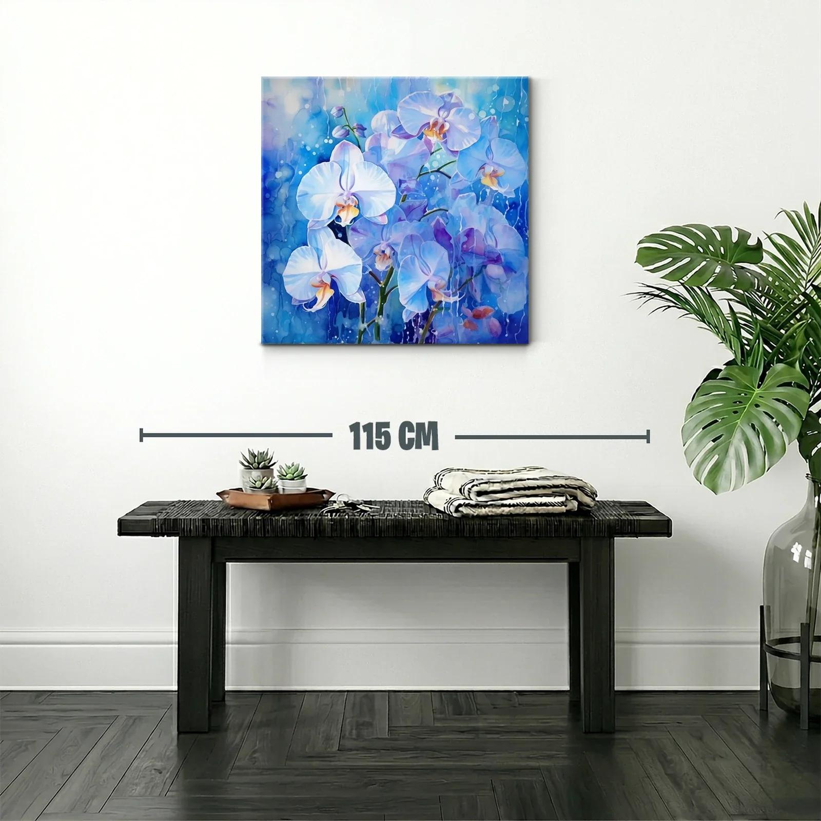 Orquídeas blancas sobre fondo azul vibrante — miniatura 2