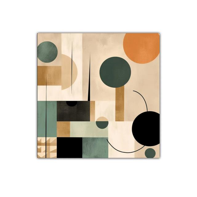 Composición geométrica con tonos tierra para interiores modernos