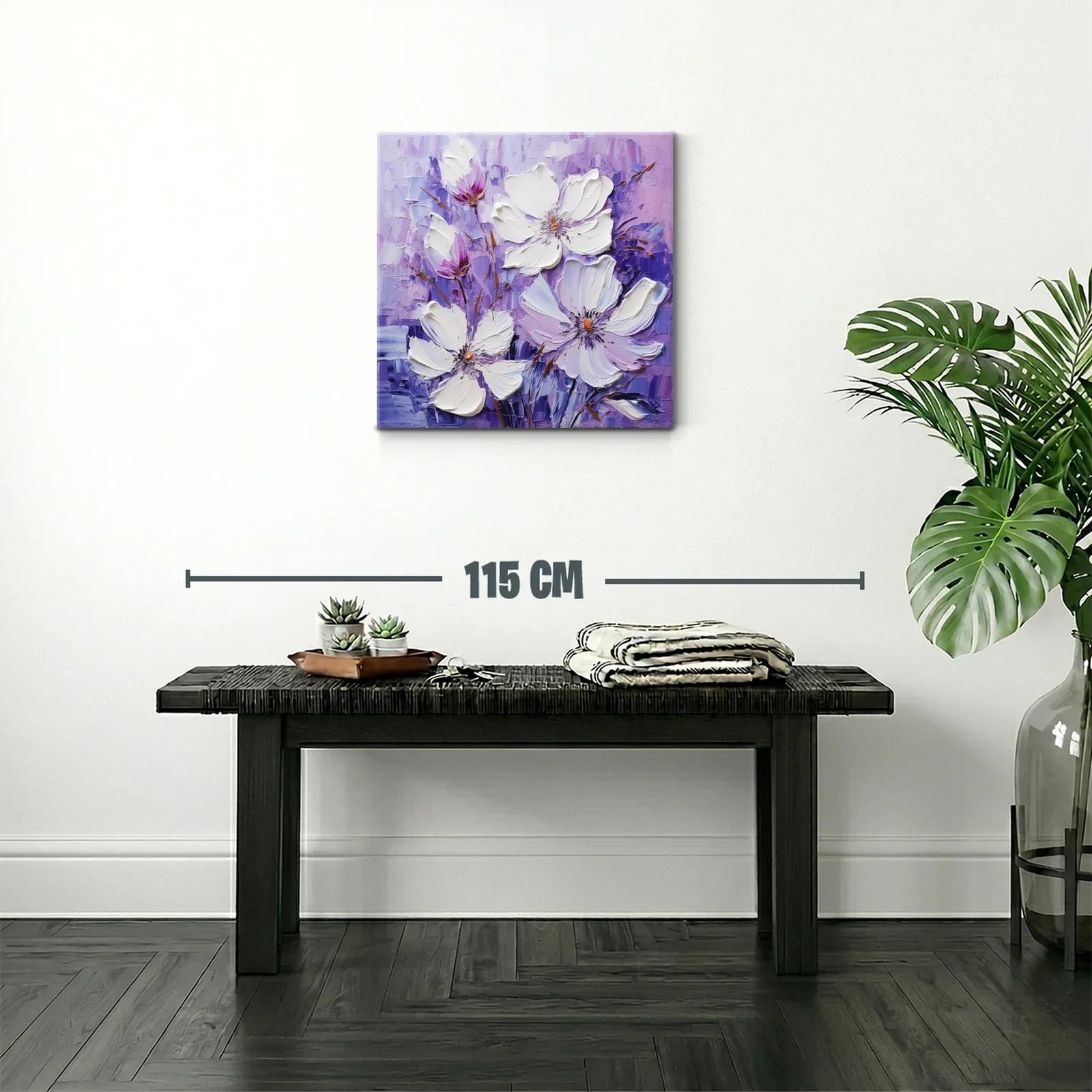 Flores blancas sobre un fondo violeta en relieve — miniatura 2