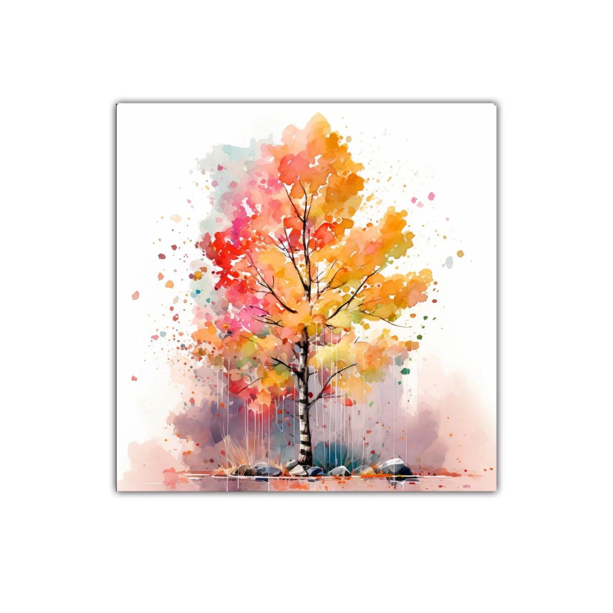 Árbol vibrante con tonos cálidos y contrastes suaves