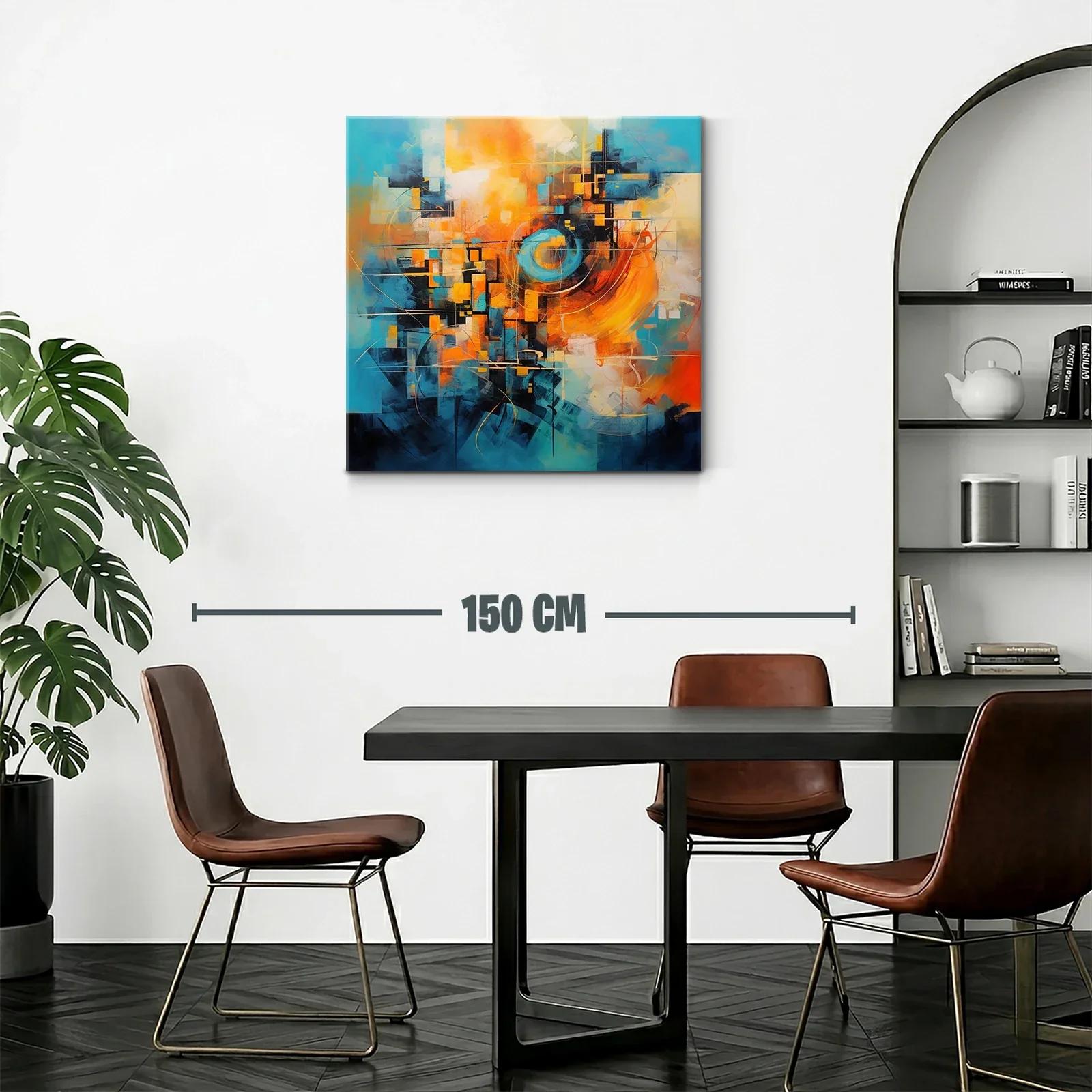 Composición abstracta vibrante en tonos azul y naranja — miniatura 2