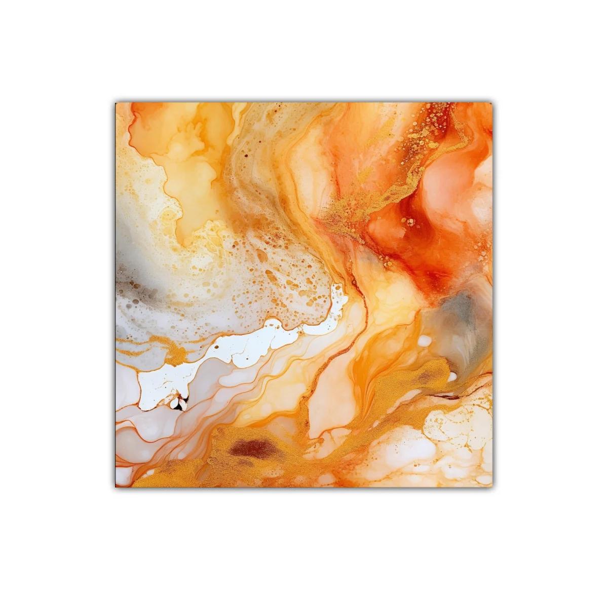 Cuadro decorativo moderno en tonos cálidos naranjas y dorados — imagen principal