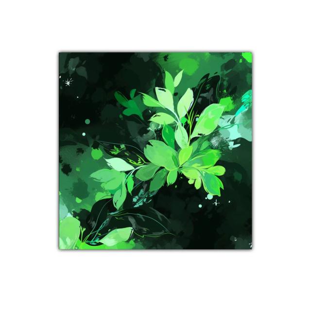 Cuadro decorativo con motivos de hojas verdes vibrantes